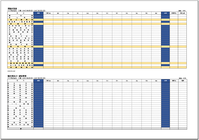 月次推移損益計算書
